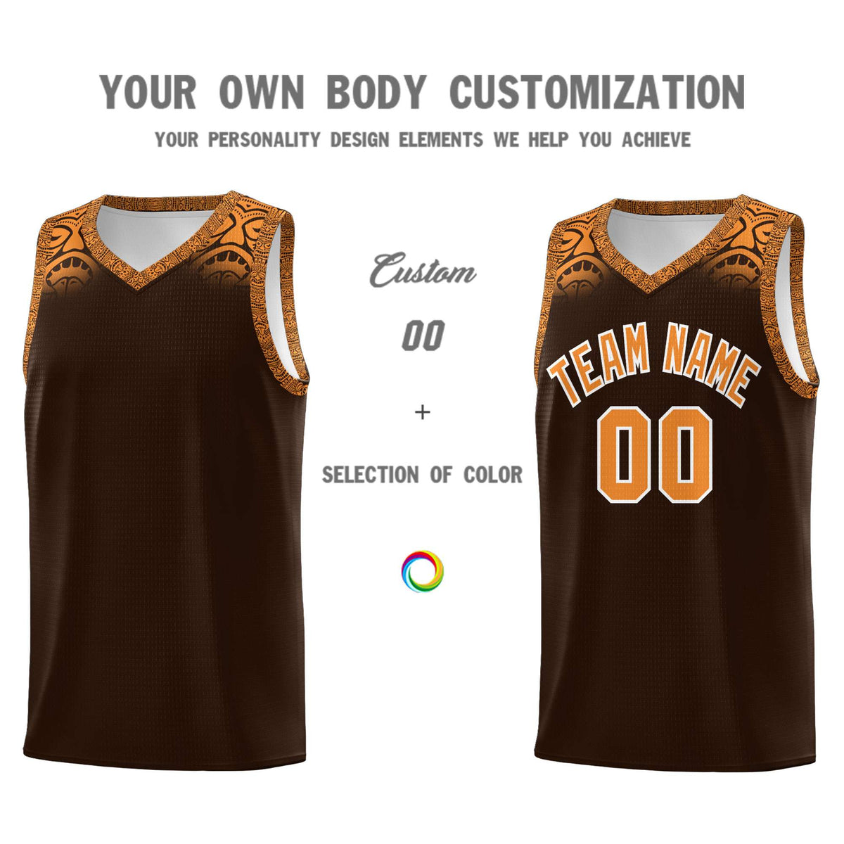 Custom Brown Orange Personalized Indians Print Kits Sports Uniform Basketball Jersey|KXKSHOP