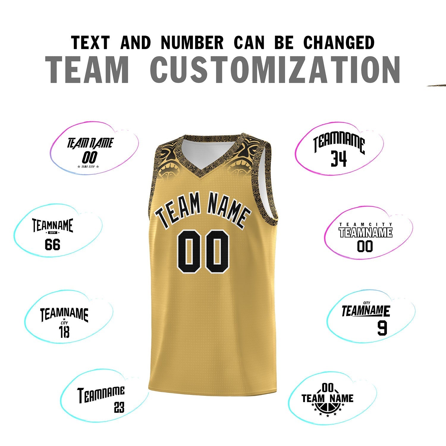 Custom Khaki Black Personalized Indians Print Kits Sports Uniform Basketball Jersey|KXKSHOP