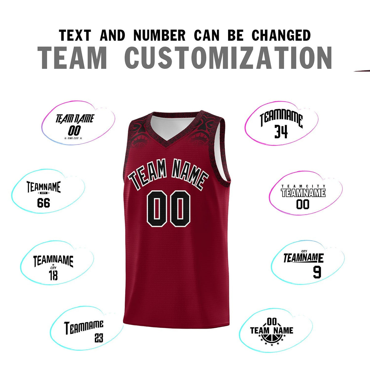 Custom Crimson Black Personalized Indians Print Kits Sports Uniform Basketball Jersey|KXKSHOP