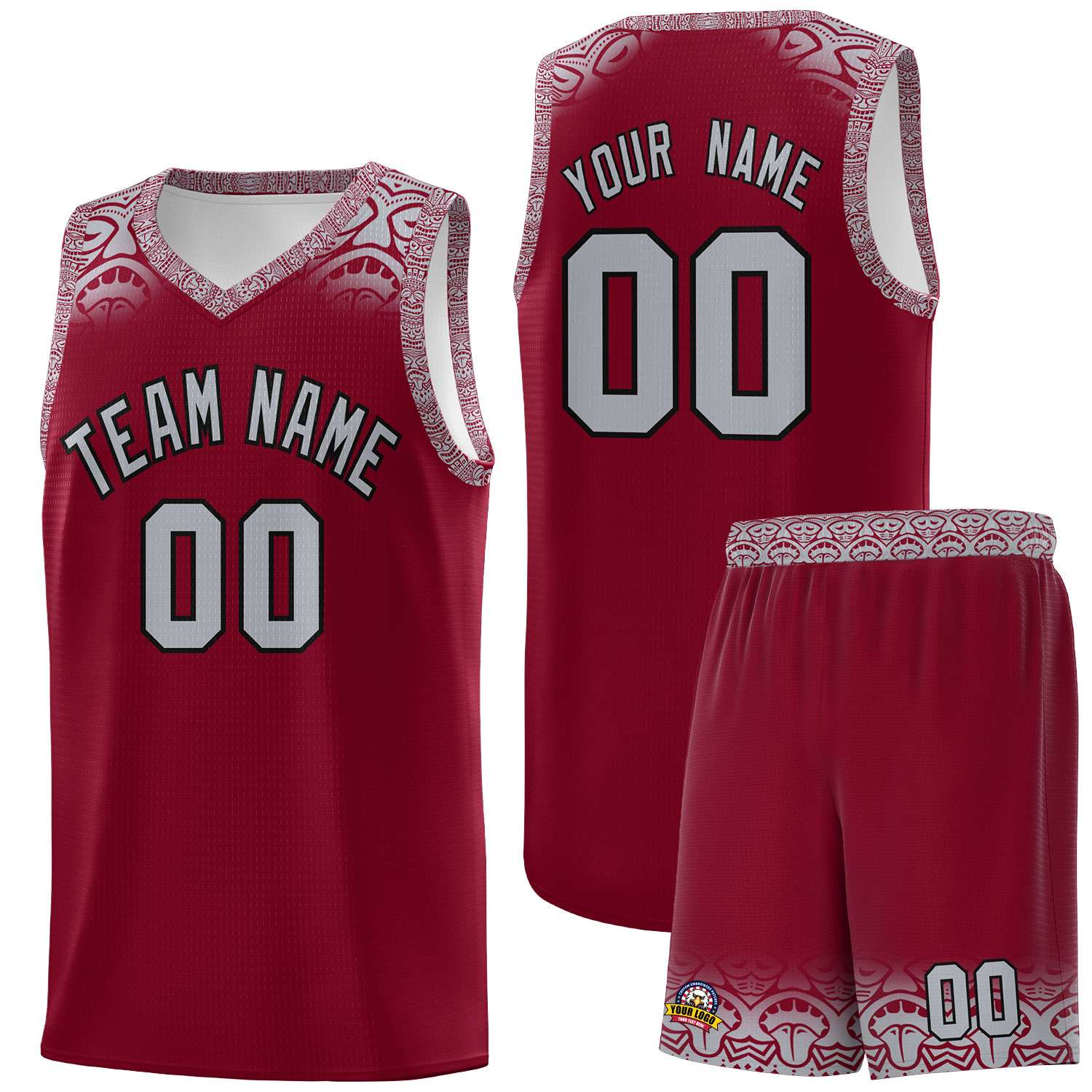 Custom Crimson Gray Personalized Indians Print Kits Sports Uniform Basketball Jersey|KXKSHOP