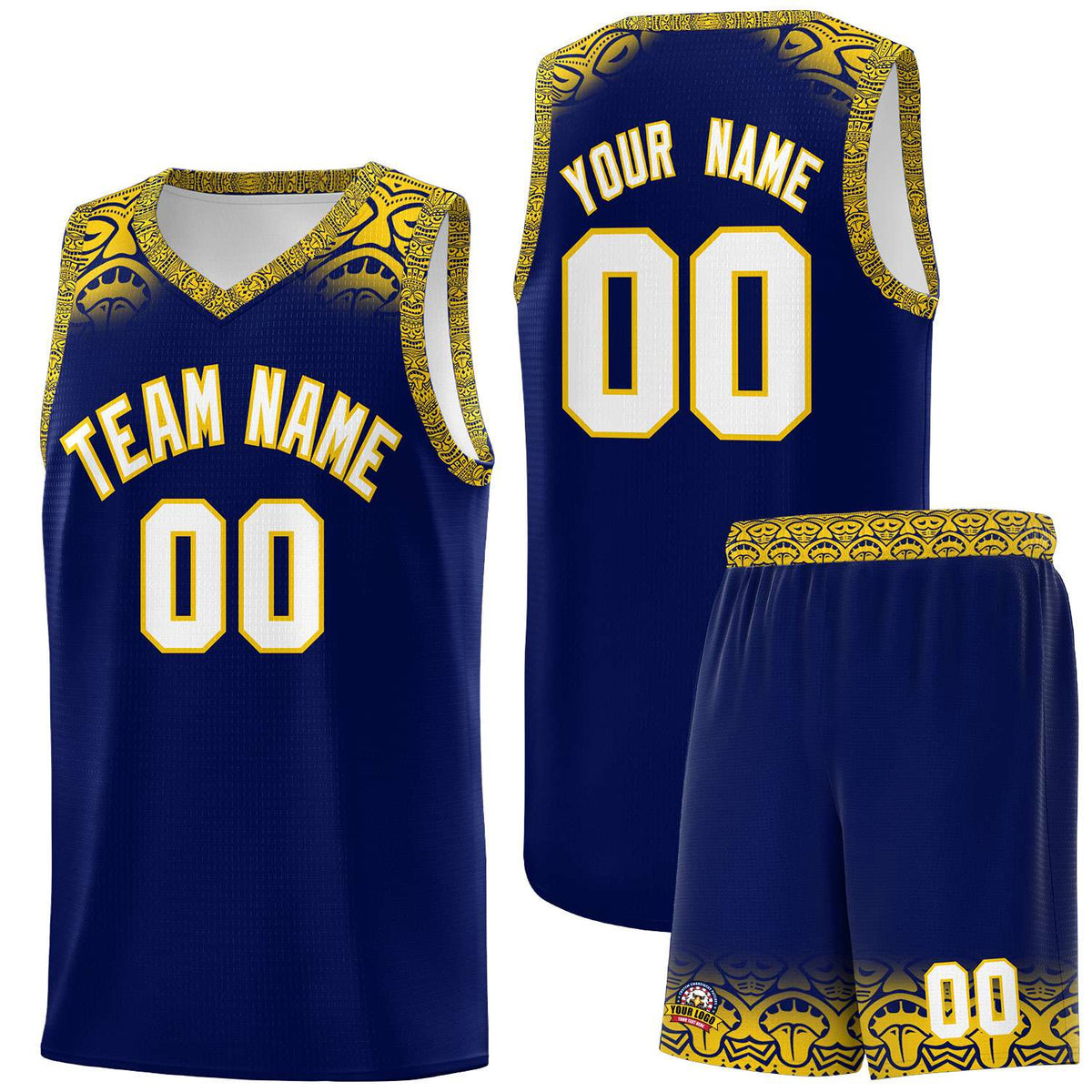 Custom Royal Gold Personalized Indians Print Kits Sports Uniform Basketball Jersey|KXKSHOP