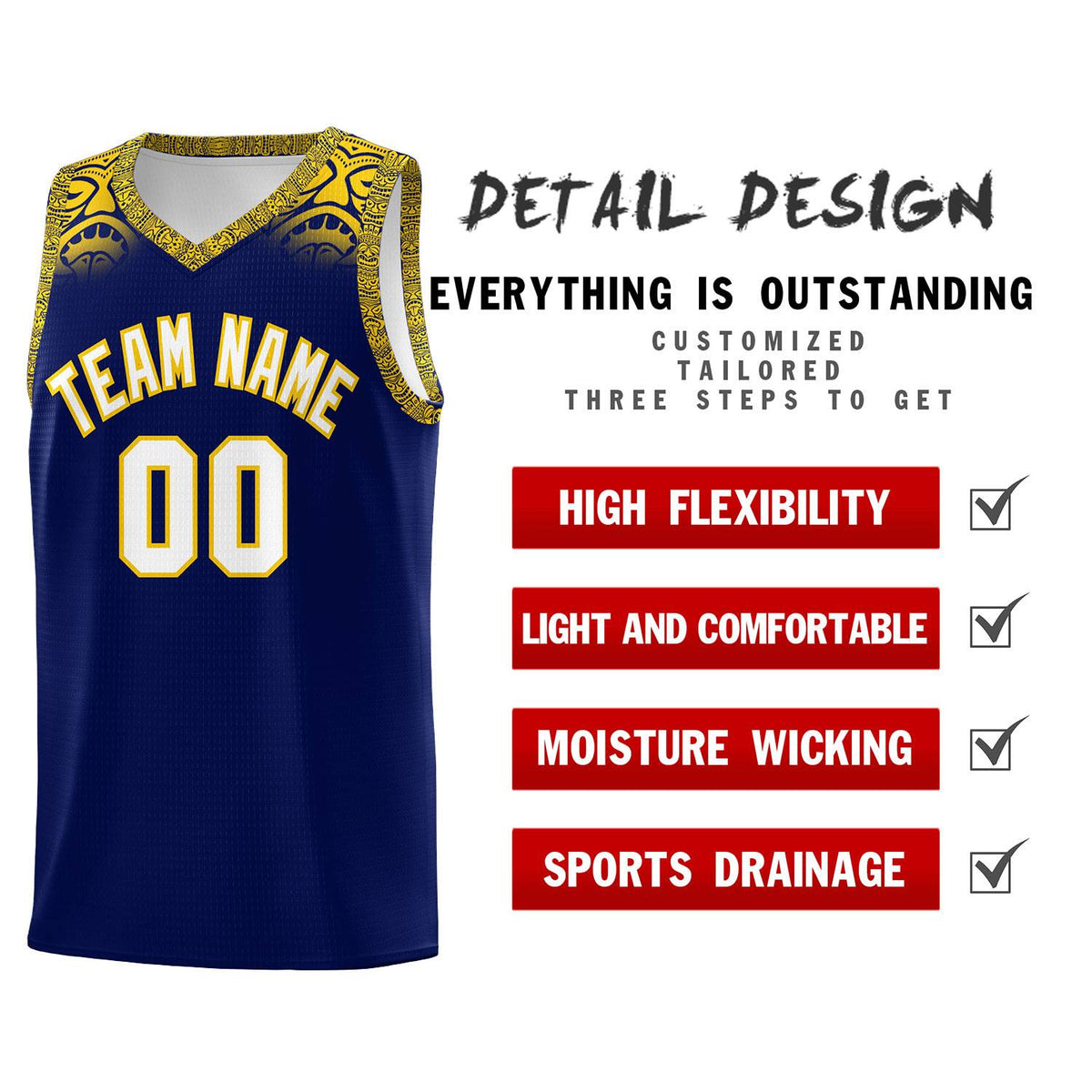 Custom Royal Gold Personalized Indians Print Kits Sports Uniform Basketball Jersey|KXKSHOP