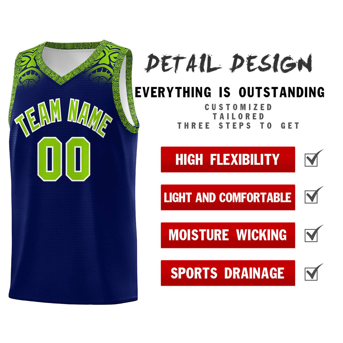 Custom Royal Neon Green Personalized Indians Print Kits Sports Uniform Basketball Jersey|KXKSHOP