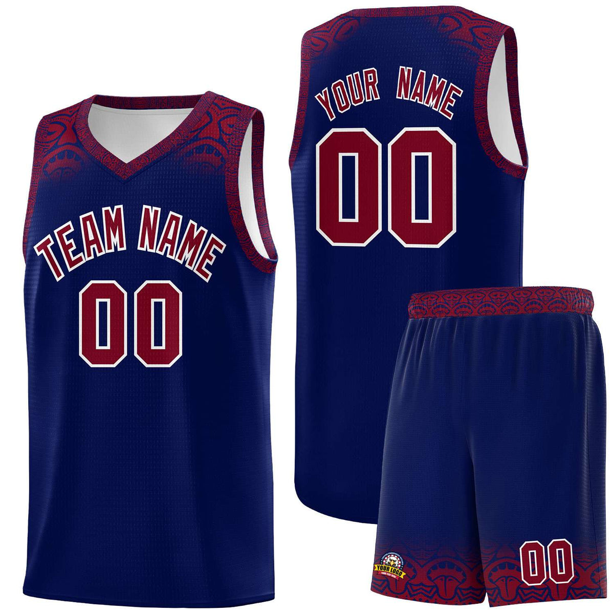 Custom Royal Crimson Personalized Indians Print Kits Sports Uniform Basketball Jersey|KXKSHOP