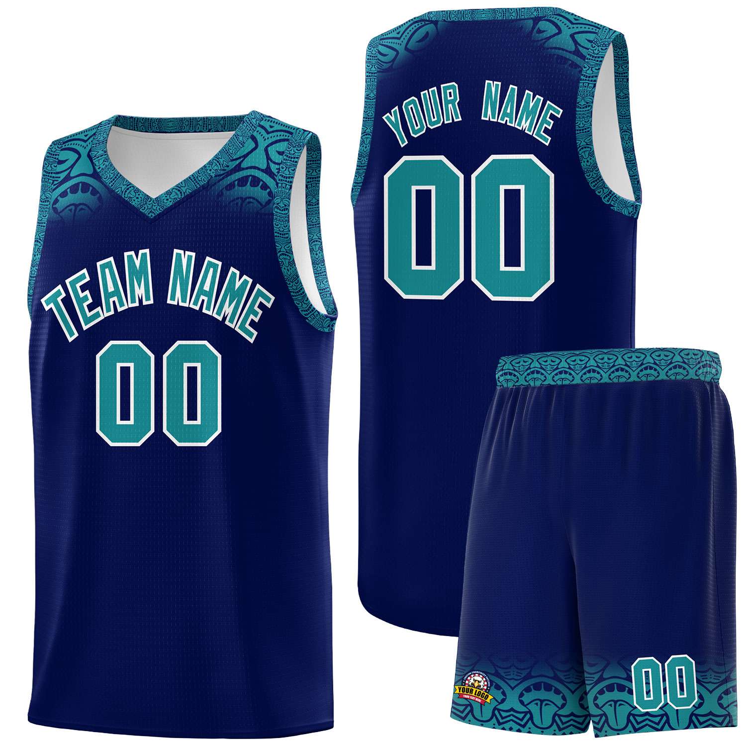 Custom Royal Aqua Personalized Indians Print Kits Sports Uniform Basketball Jersey|KXKSHOP