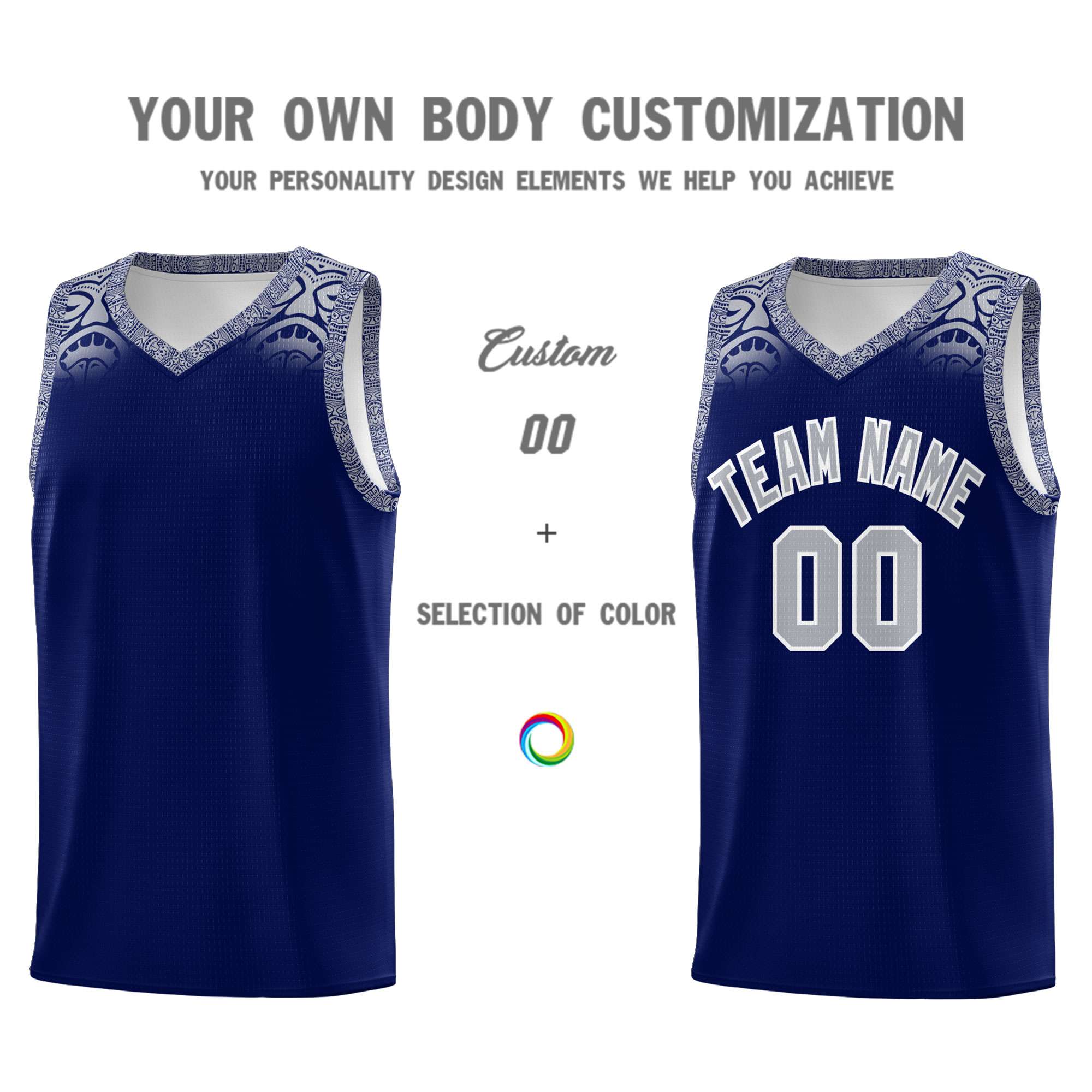 Custom Royal Gray Personalized Indians Print Kits Sports Uniform Basketball Jersey|KXKSHOP