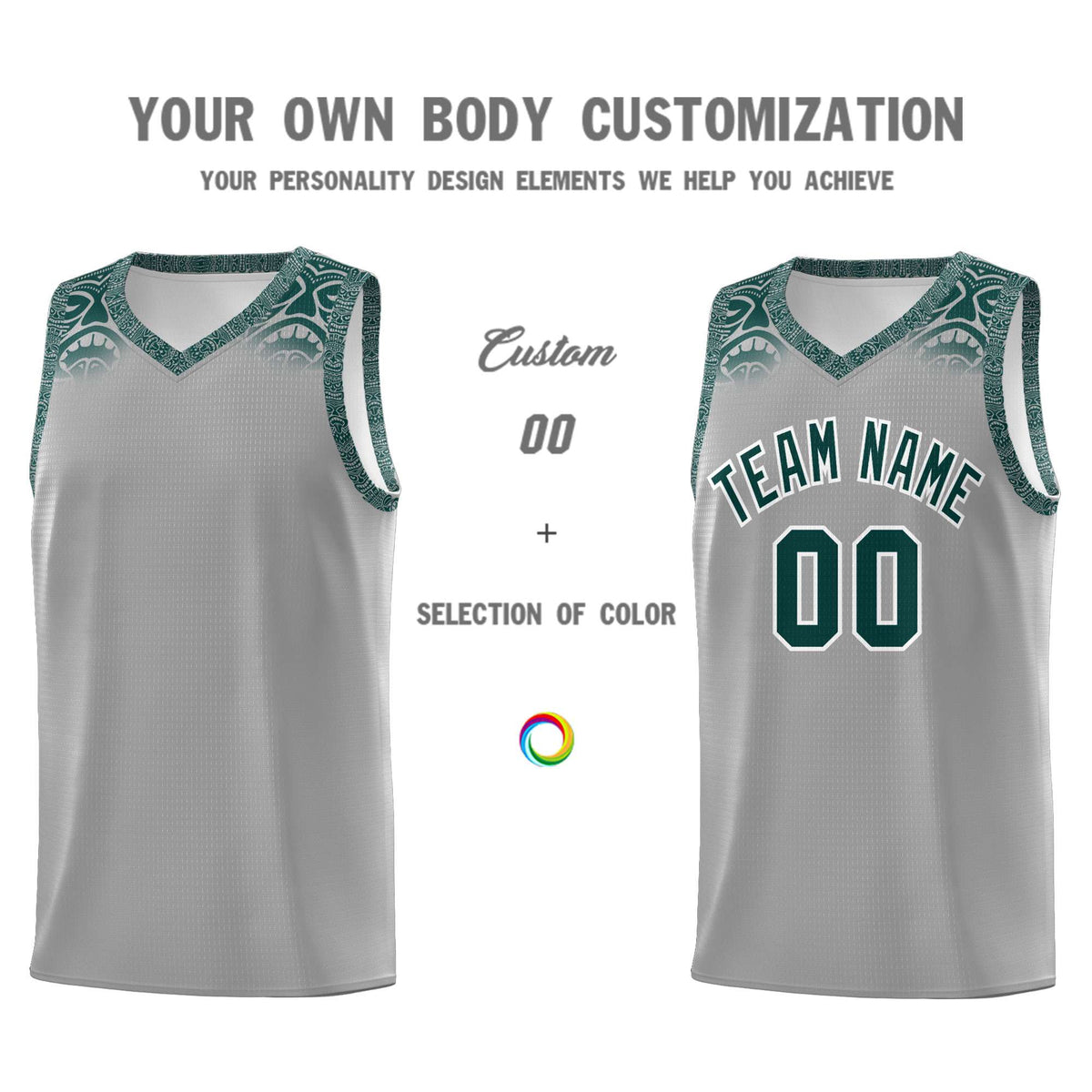 Custom Gray Midnight Green Personalized Indians Print Kits Sports Uniform Basketball Jersey|KXKSHOP