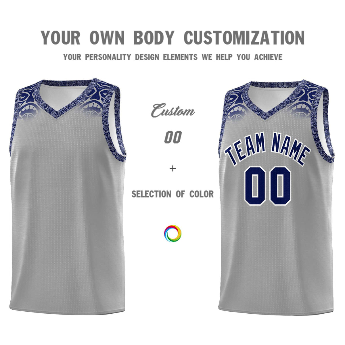 Custom Gray Royal Personalized Indians Print Kits Sports Uniform Basketball Jersey|KXKSHOP