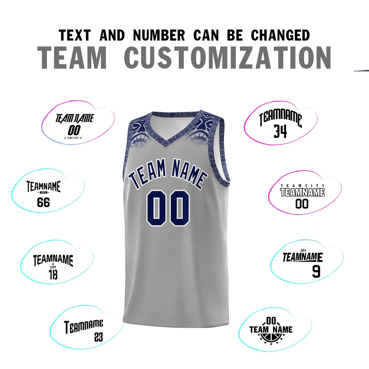Custom Gray Royal Personalized Indians Print Kits Sports Uniform Basketball Jersey|KXKSHOP