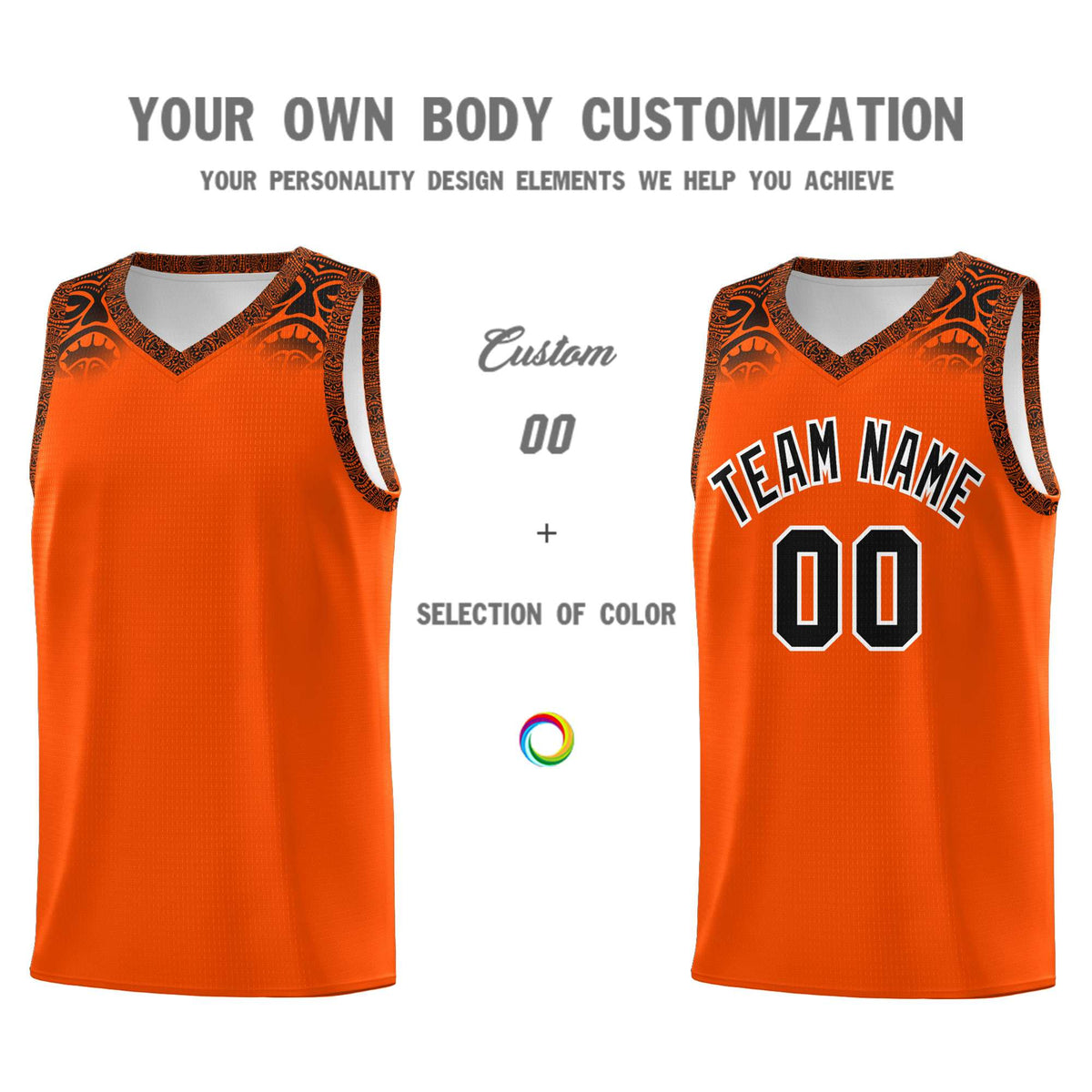 Custom Orange Black Personalized Indians Print Kits Sports Uniform Basketball Jersey|KXKSHOP
