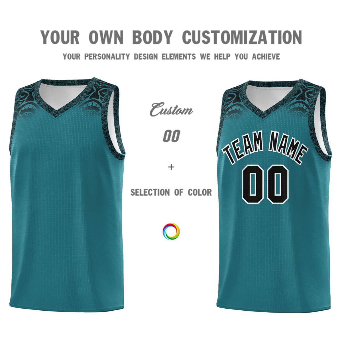 Custom Aqua Black Personalized Indians Print Kits Sports Uniform Basketball Jersey|KXKSHOP