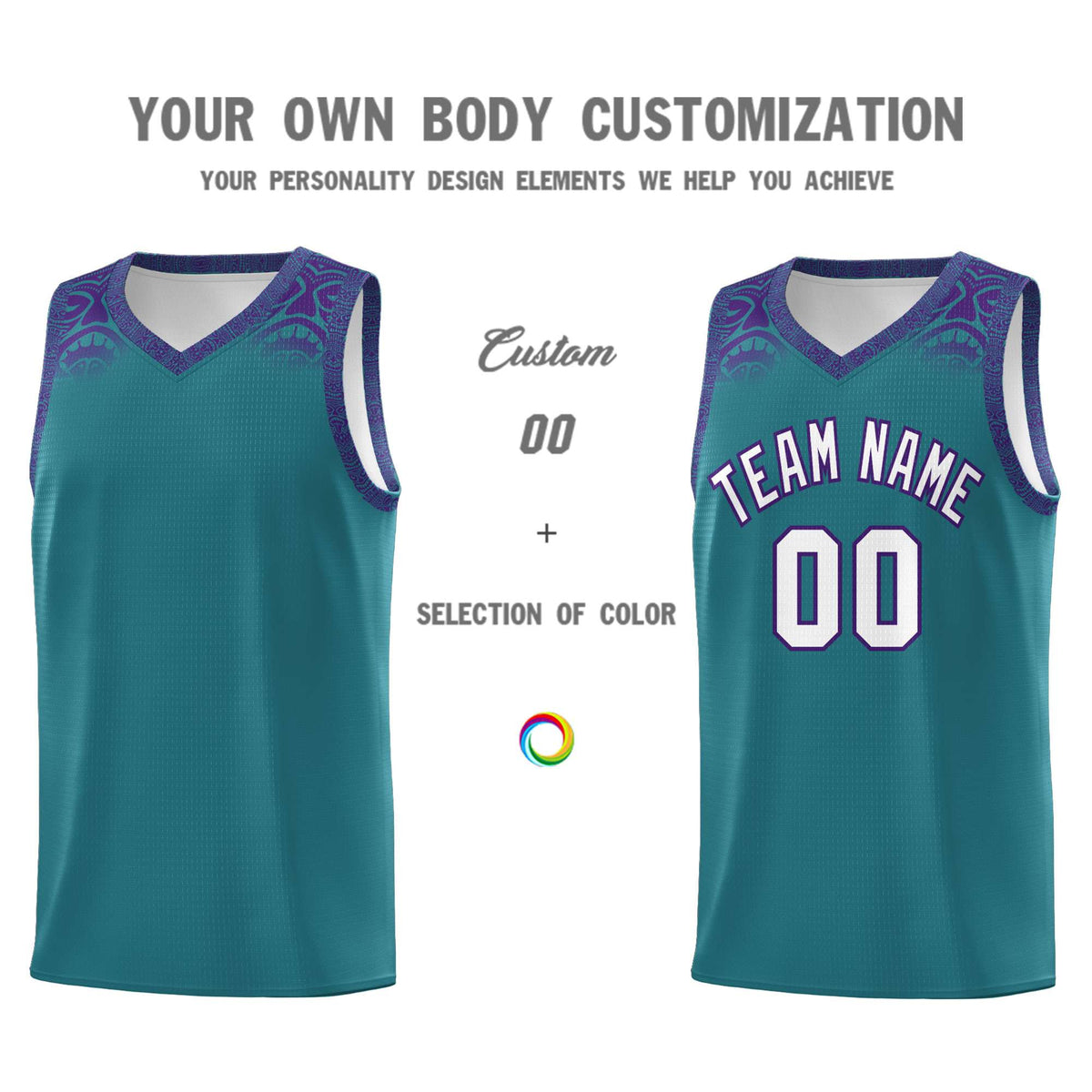 Custom Aqua Purple Personalized Indians Print Kits Sports Uniform Basketball Jersey|KXKSHOP