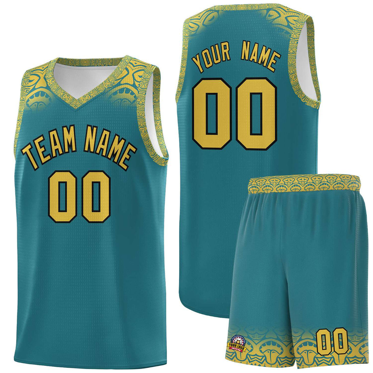 Custom Aqua Yellow Personalized Indians Print Kits Sports Uniform Basketball Jersey|KXKSHOP
