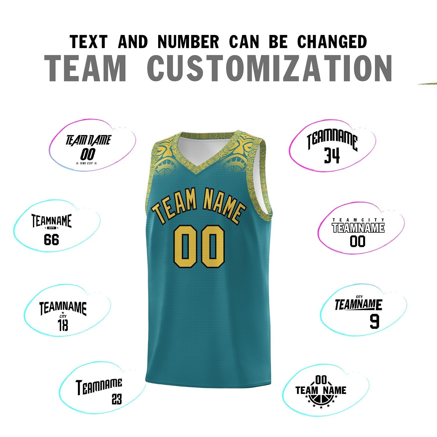 Custom Aqua Yellow Personalized Indians Print Kits Sports Uniform Basketball Jersey|KXKSHOP