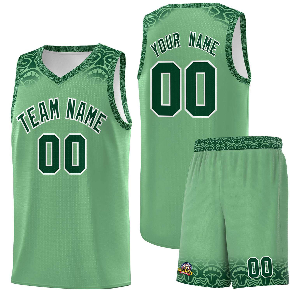 Custom Green Green Personalized Indians Print Kits Sports Uniform Basketball Jersey|KXKSHOP