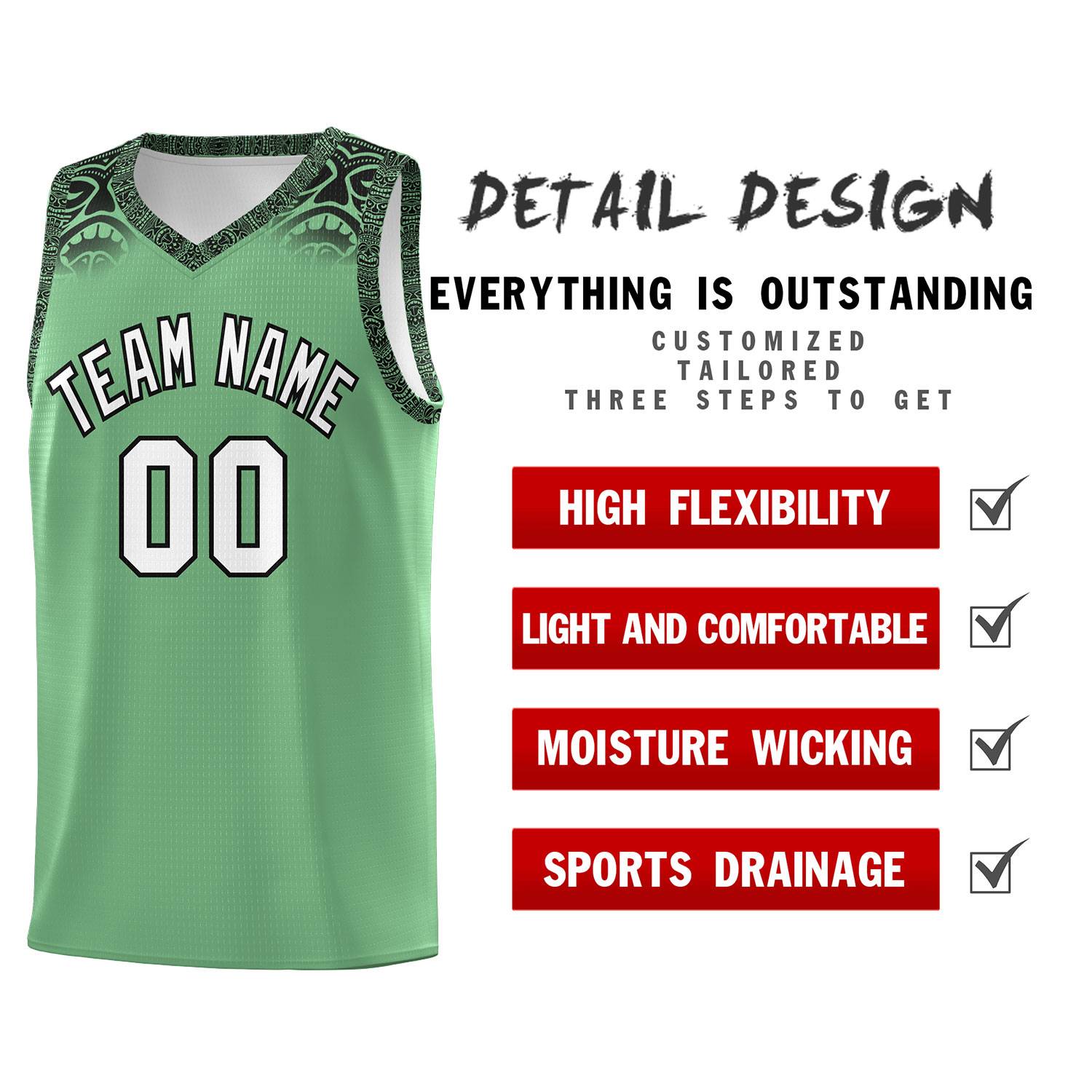Custom Green Black Personalized Indians Print Kits Sports Uniform Basketball Jersey|KXKSHOP