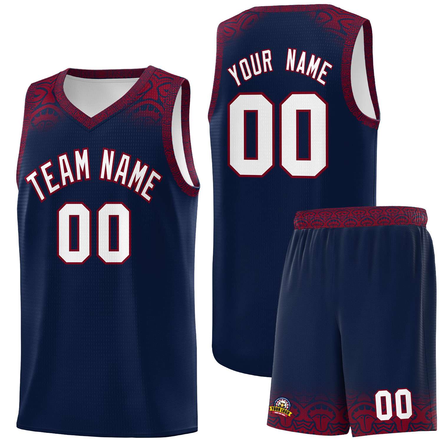 Custom Navy Crimson Personalized Indians Print Kits Sports Uniform Basketball Jersey|KXKSHOP