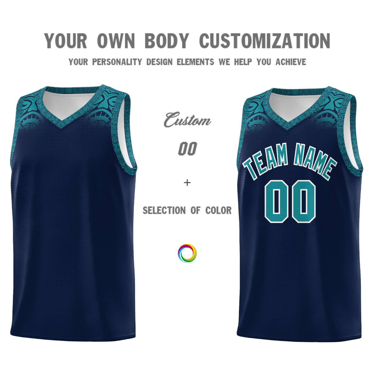 Custom Navy Aqua Personalized Indians Print Kits Sports Uniform Basketball Jersey|KXKSHOP