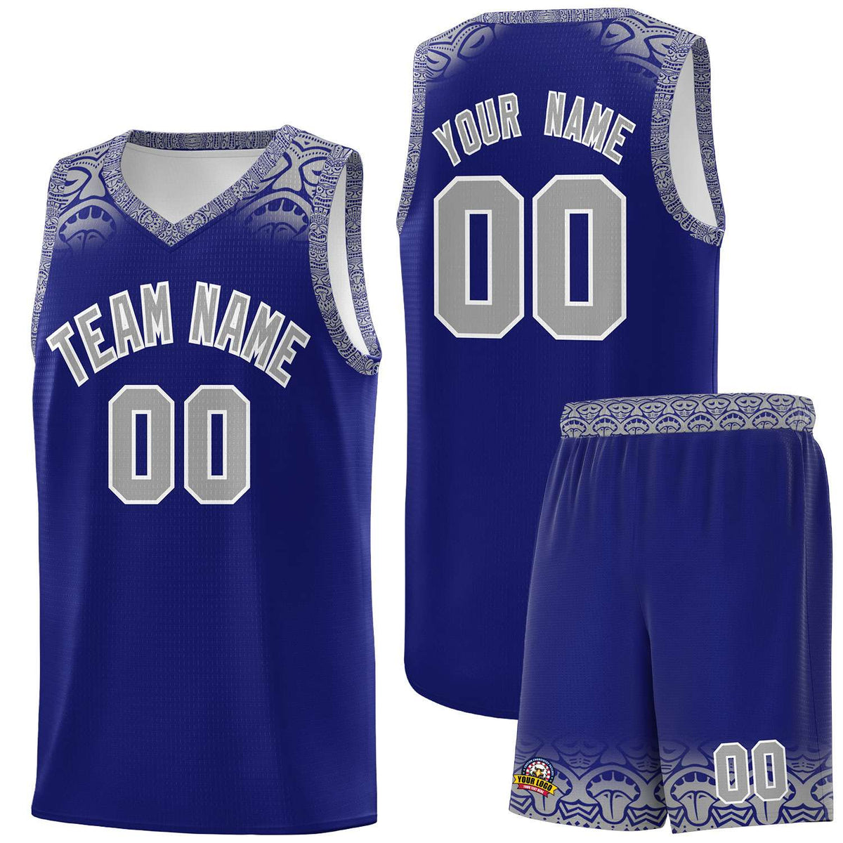 Custom Royal Gray Personalized Indians Print Kits Sports Uniform Basketball Jersey|KXKSHOP