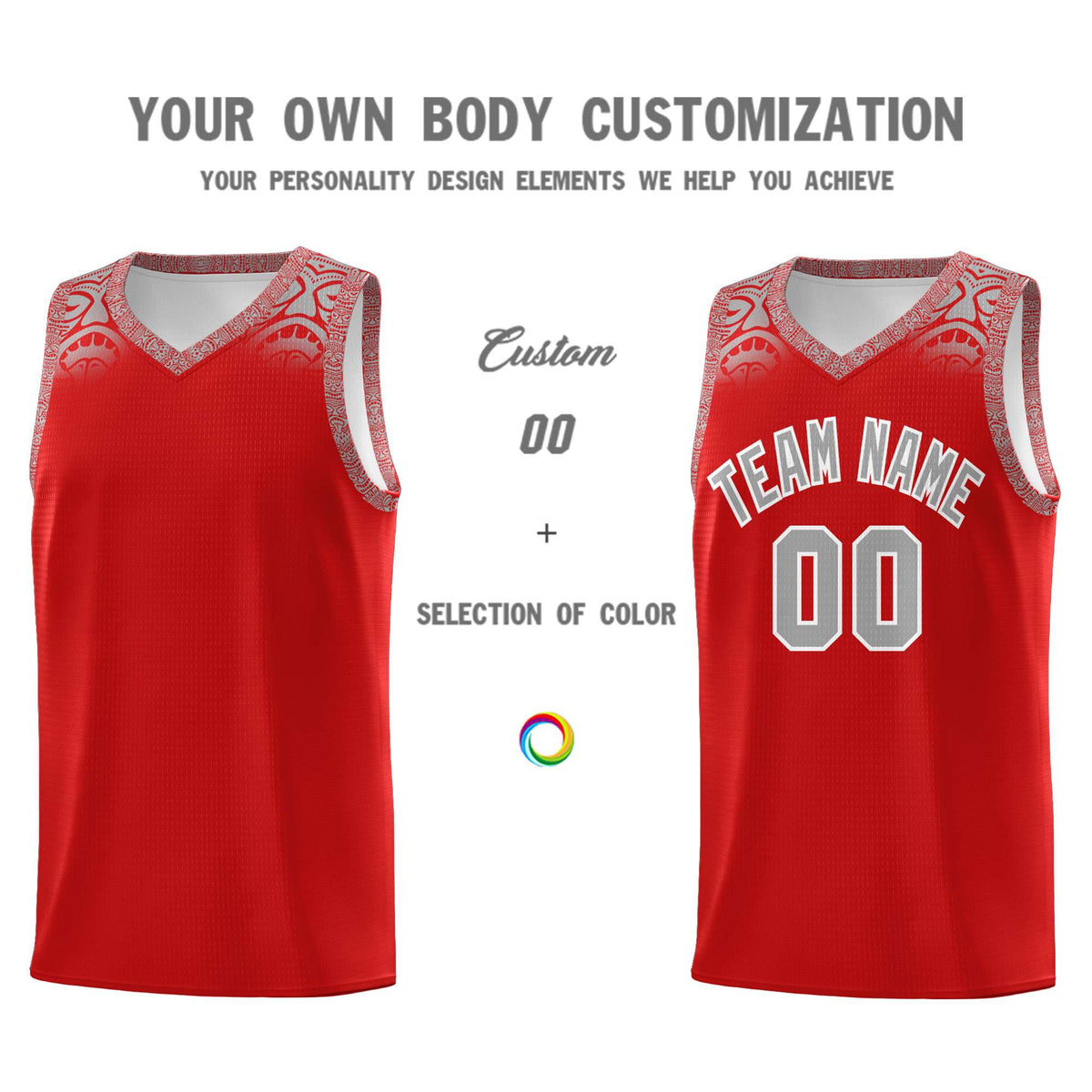 Custom Red Gray Personalized Indians Print Kits Sports Uniform Basketball Jersey|KXKSHOP