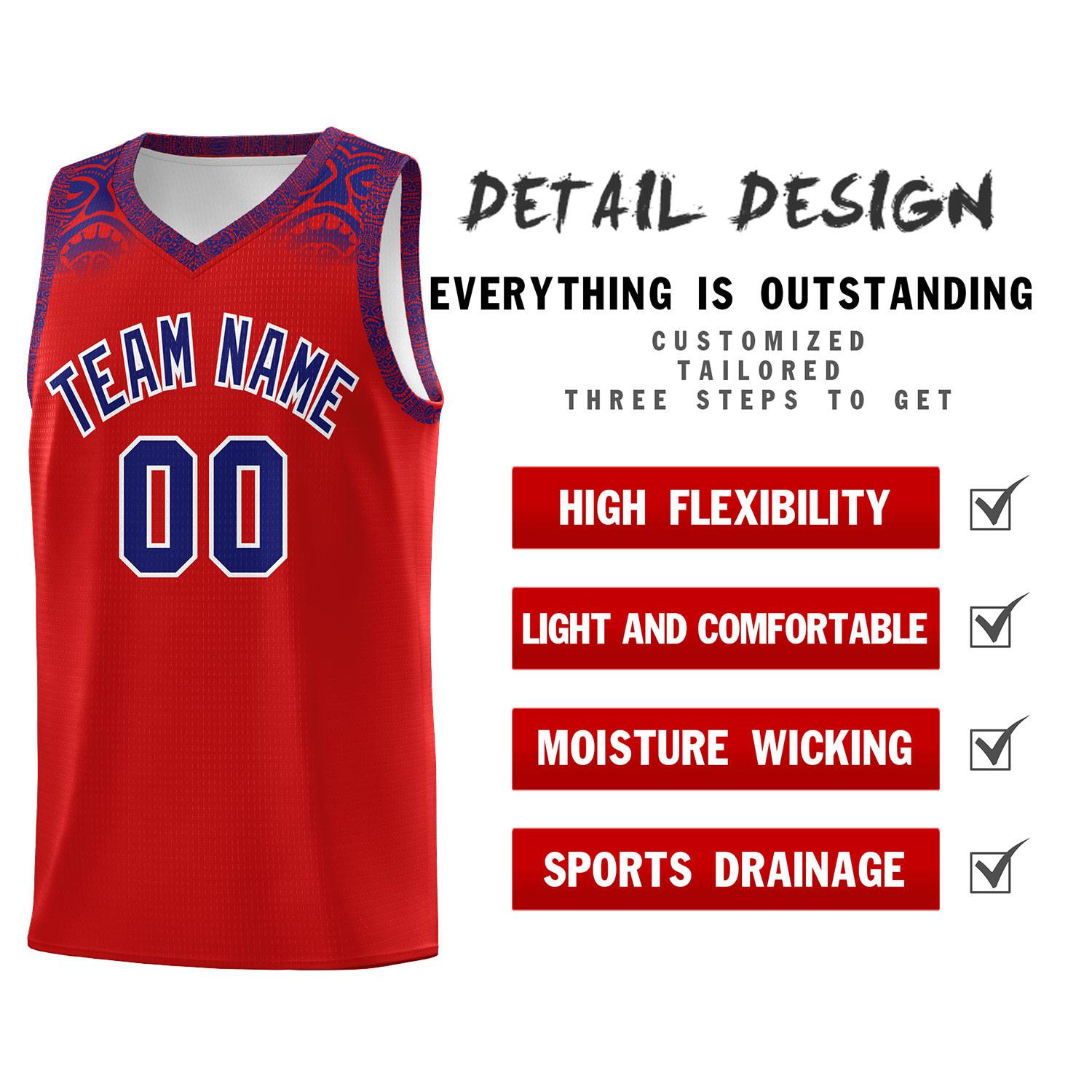 Custom Red Purple Personalized Indians Print Kits Sports Uniform Basketball Jersey|KXKSHOP