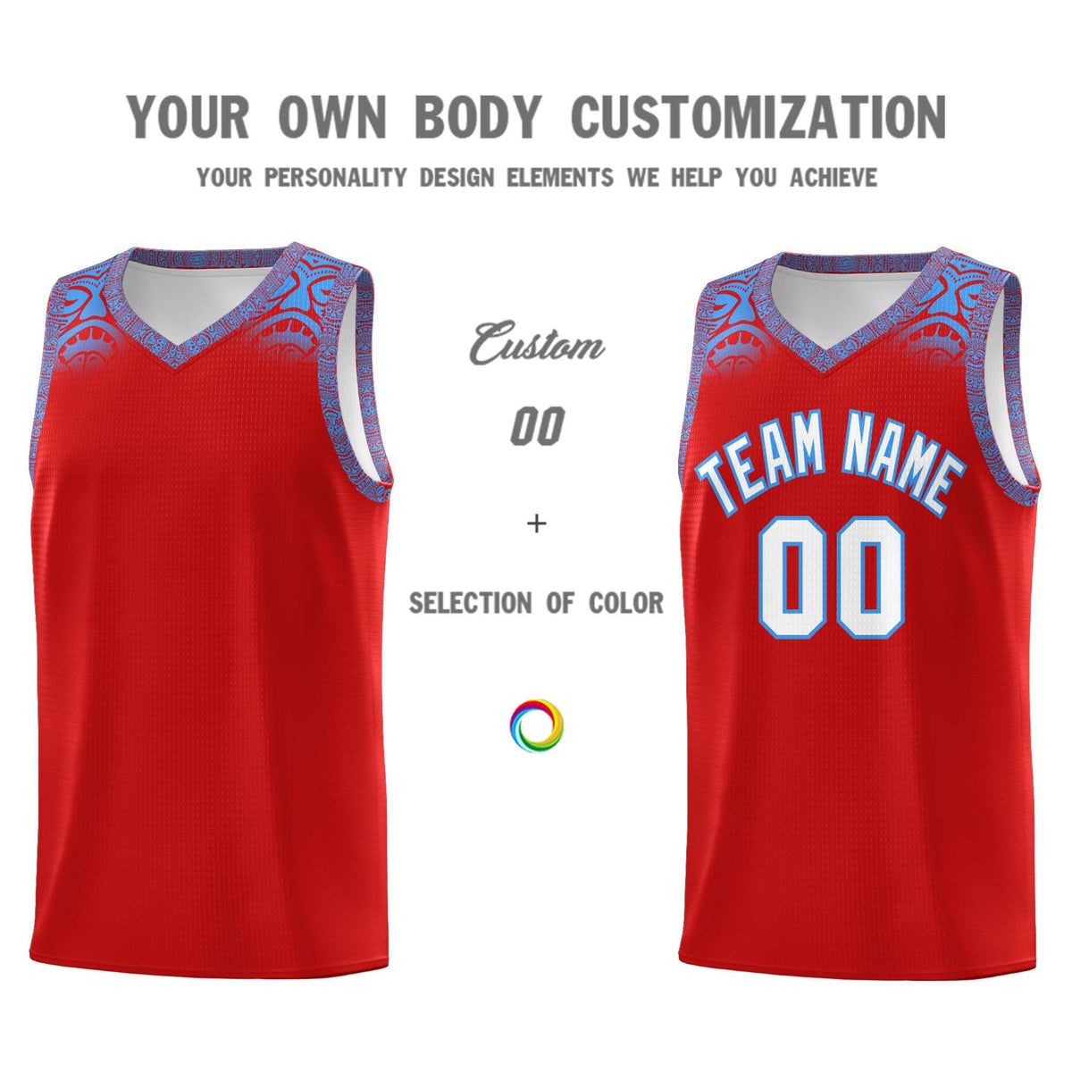Custom Red Powder Blue Personalized Indians Print Kits Sports Uniform Basketball Jersey|KXKSHOP