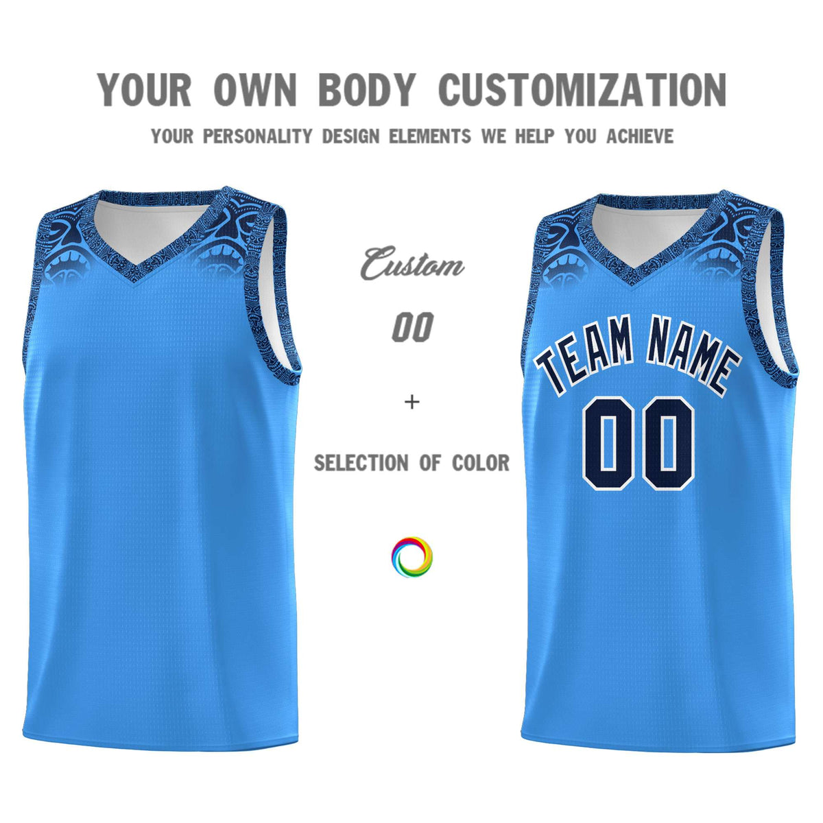 Custom Powder Blue Black Personalized Indians Print Kits Sports Uniform Basketball Jersey|KXKSHOP