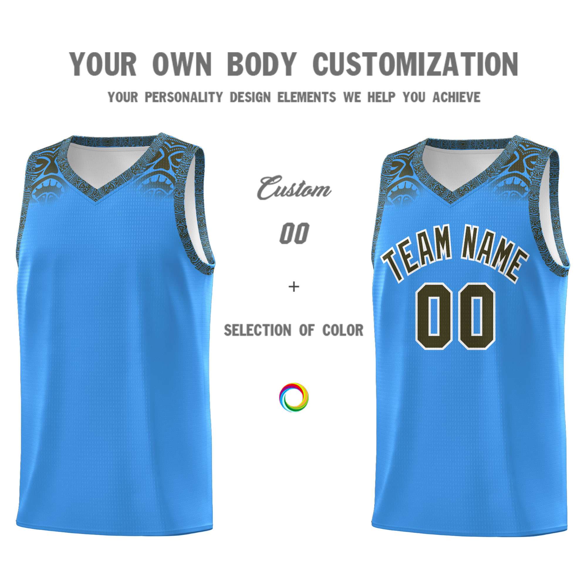 Custom Powder Blue Olive Personalized Indians Print Kits Sports Uniform Basketball Jersey|KXKSHOP