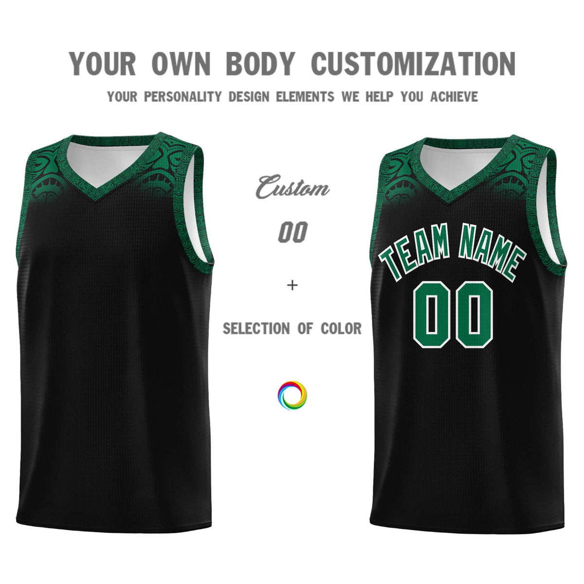 Custom Black Kelly Green Personalized Indians Print Kits Sports Uniform Basketball Jersey|KXKSHOP