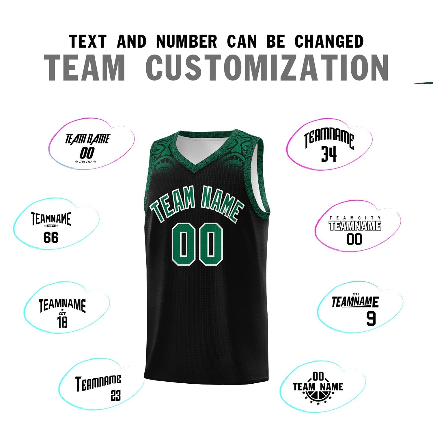 Custom Black Kelly Green Personalized Indians Print Kits Sports Uniform Basketball Jersey|KXKSHOP