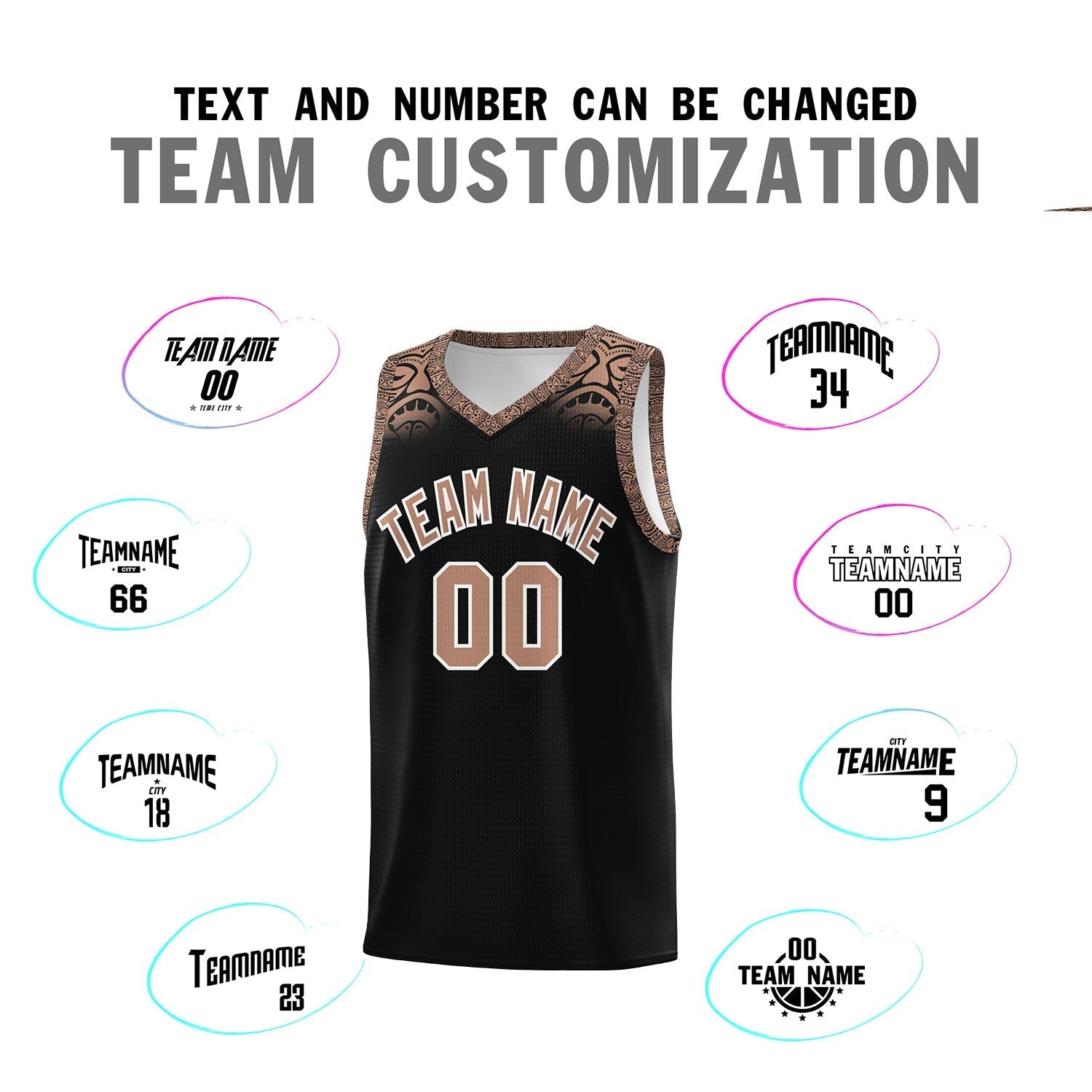 Custom Black Teabrown Personalized Indians Print Kits Sports Uniform Basketball Jersey|KXKSHOP