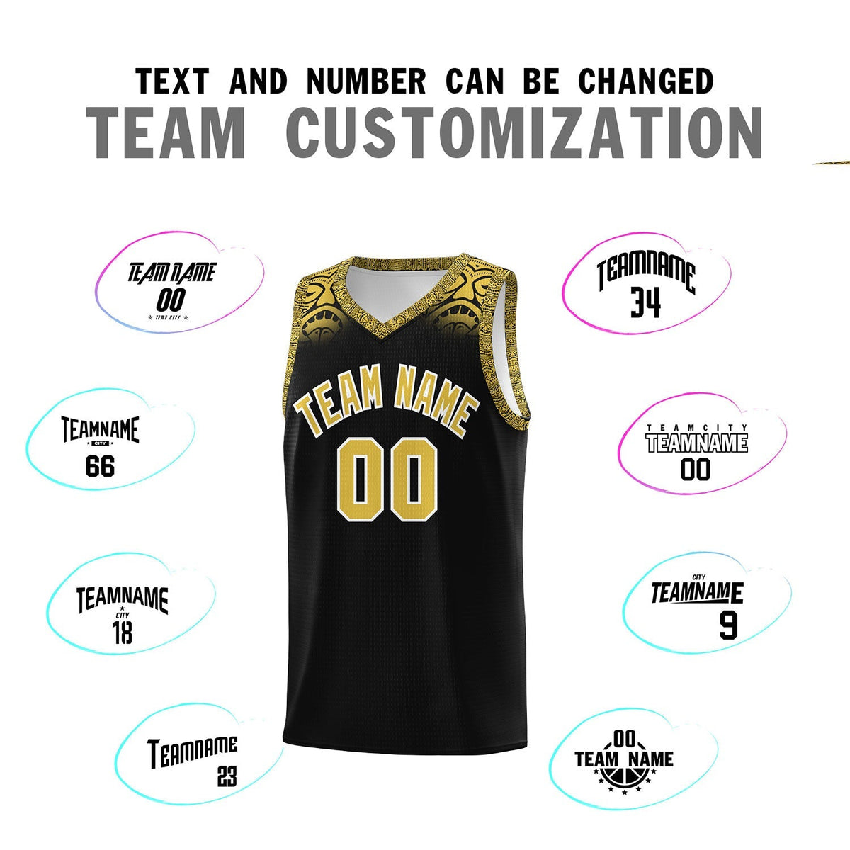 Custom Black Yellow Personalized Indians Print Kits Sports Uniform Basketball Jersey|KXKSHOP