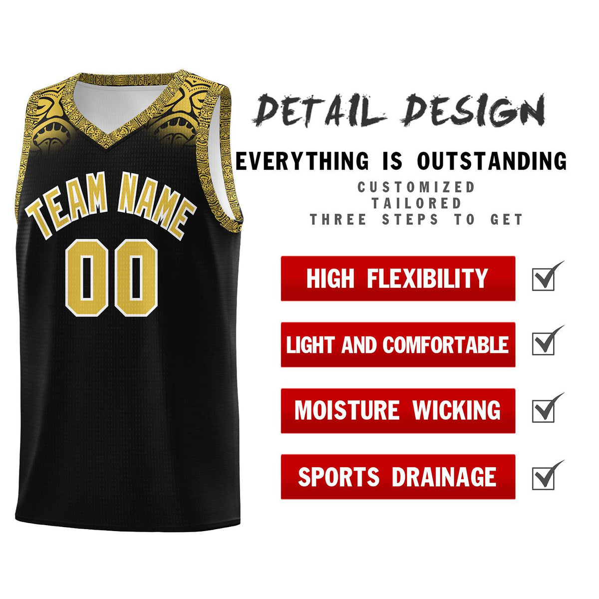 Custom Black Yellow Personalized Indians Print Kits Sports Uniform Basketball Jersey|KXKSHOP