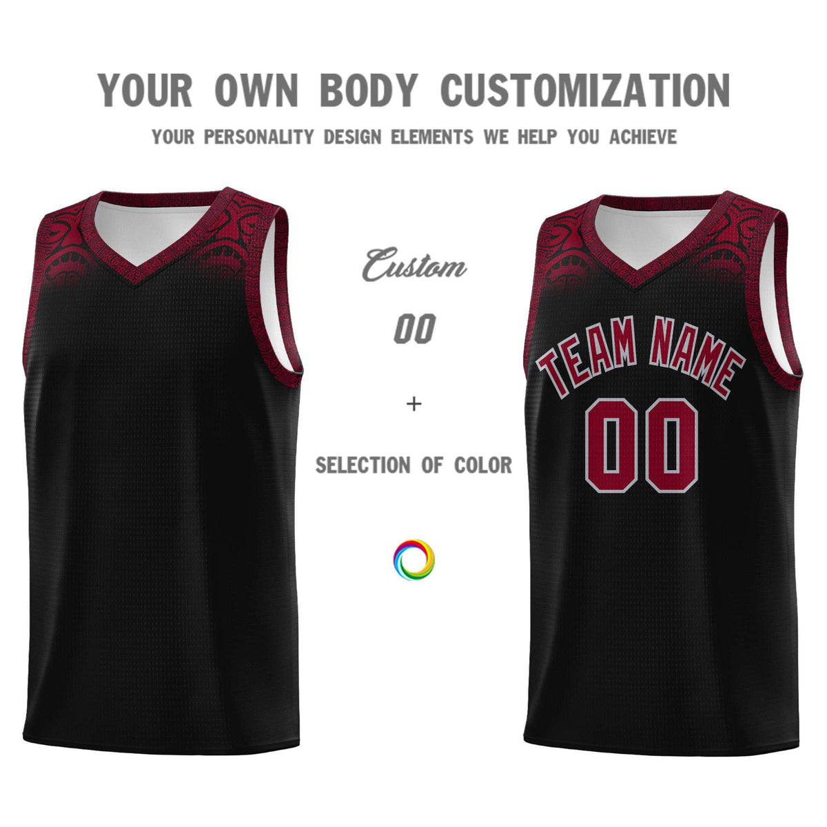 Custom Black Crimson Personalized Indians Print Kits Sports Uniform Basketball Jersey|KXKSHOP