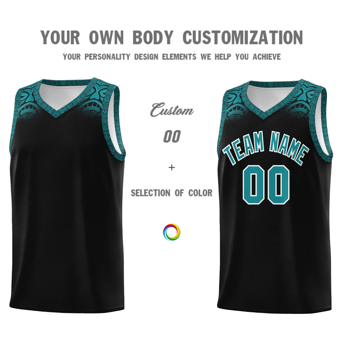 Custom Black Aqua Personalized Indians Print Kits Sports Uniform Basketball Jersey|KXKSHOP