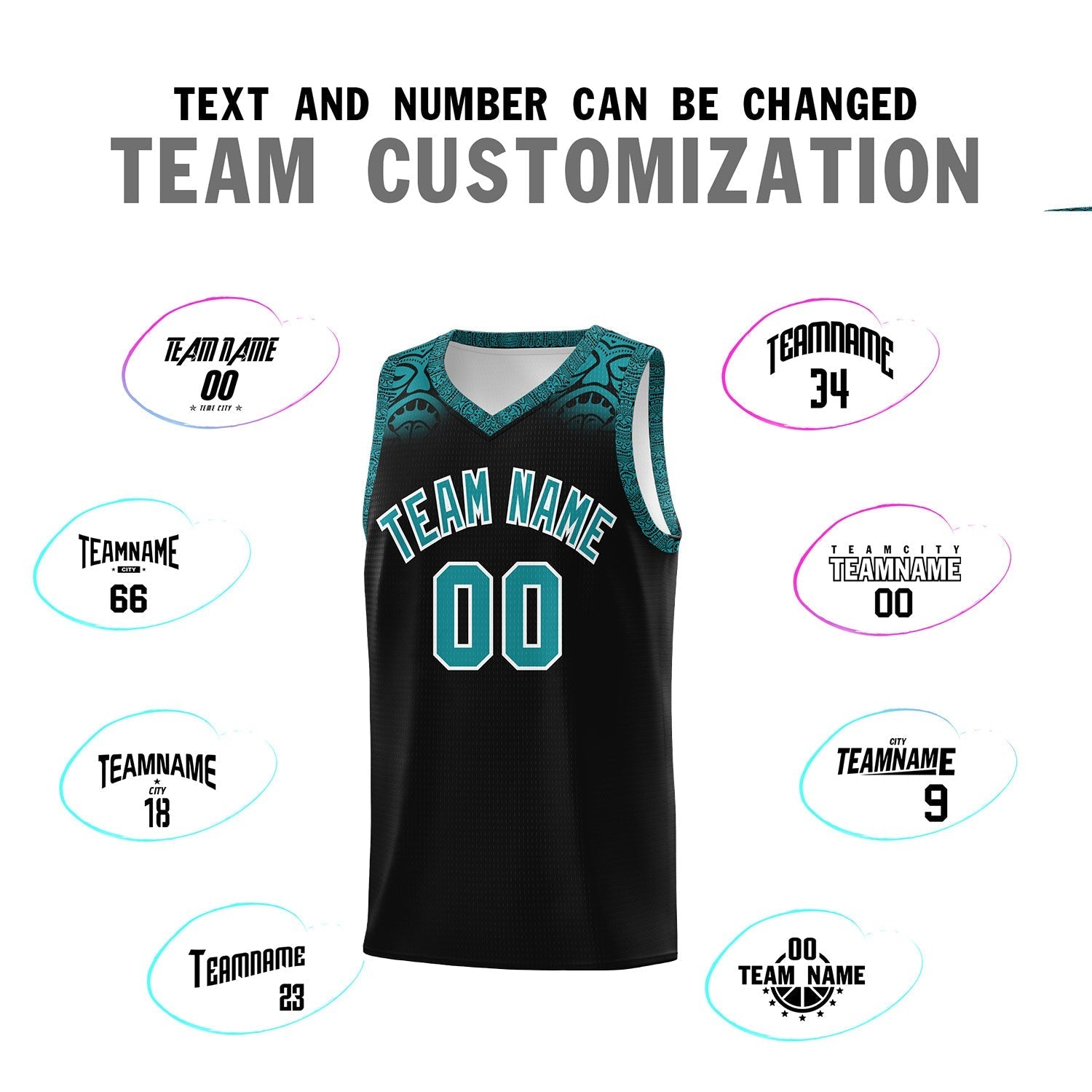 Custom Black Aqua Personalized Indians Print Kits Sports Uniform Basketball Jersey|KXKSHOP