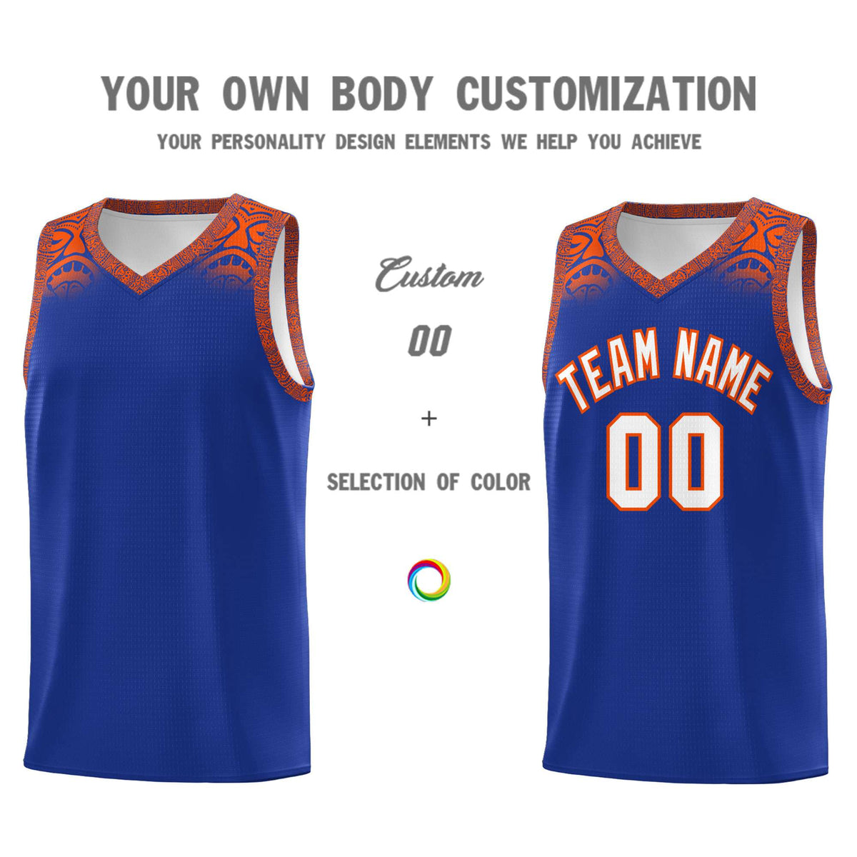 Custom Royal Orange Personalized Indians Print Kits Sports Uniform Basketball Jersey|KXKSHOP