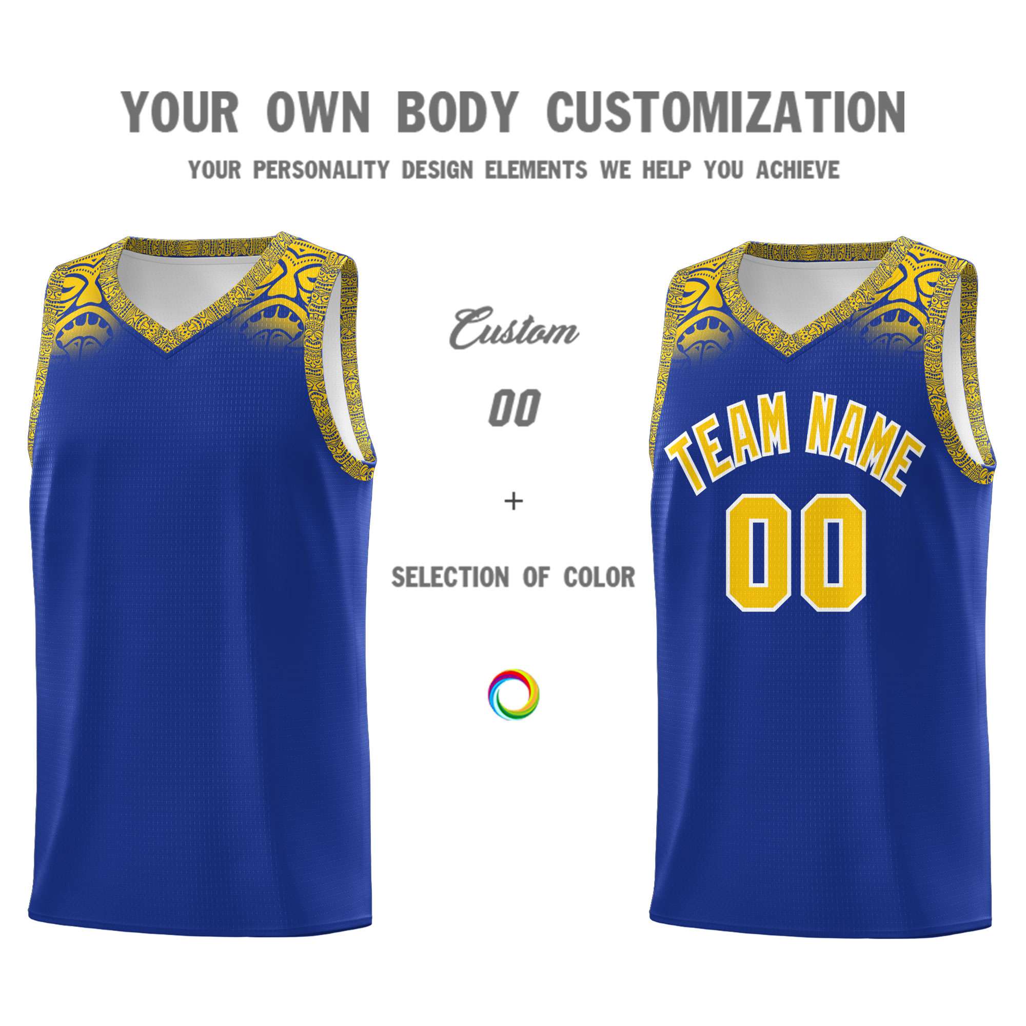 Custom Royal Gold Personalized Indians Print Kits Sports Uniform Basketball Jersey|KXKSHOP