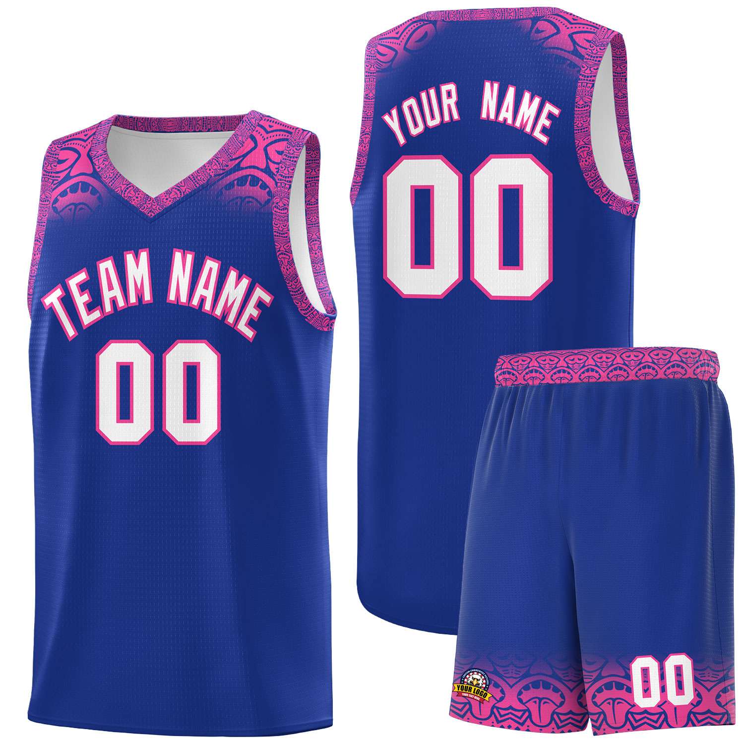 Custom Royal Pink Personalized Indians Print Kits Sports Uniform Basketball Jersey|KXKSHOP