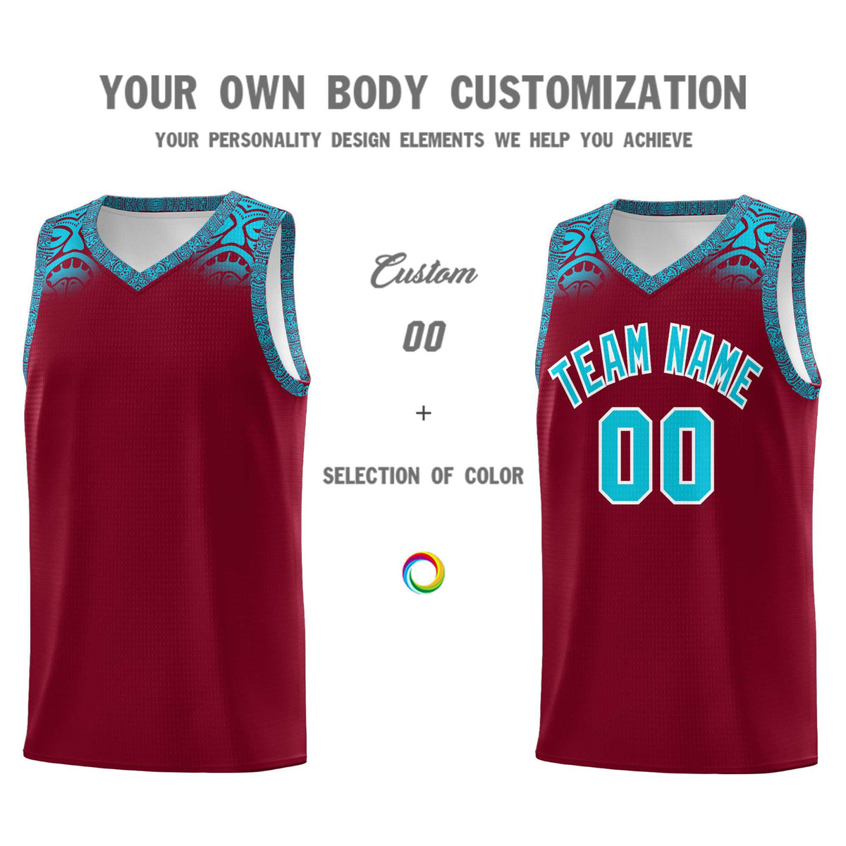 Custom Crimson Sky Blue Personalized Indians Print Kits Sports Uniform Basketball Jersey|KXKSHOP