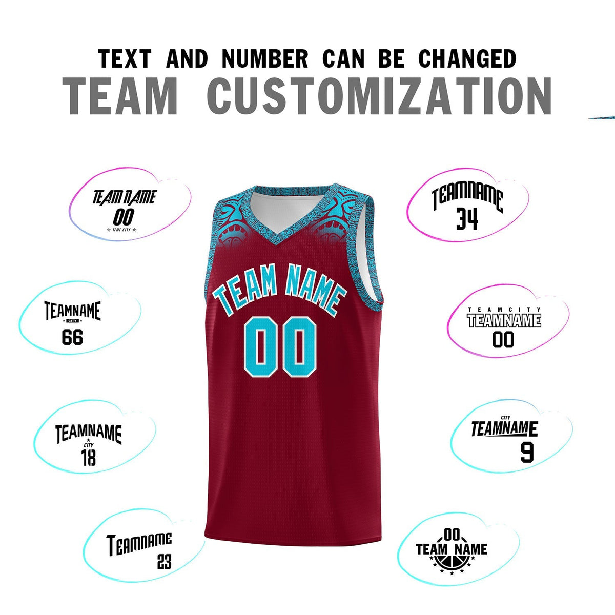 Custom Crimson Sky Blue Personalized Indians Print Kits Sports Uniform Basketball Jersey|KXKSHOP