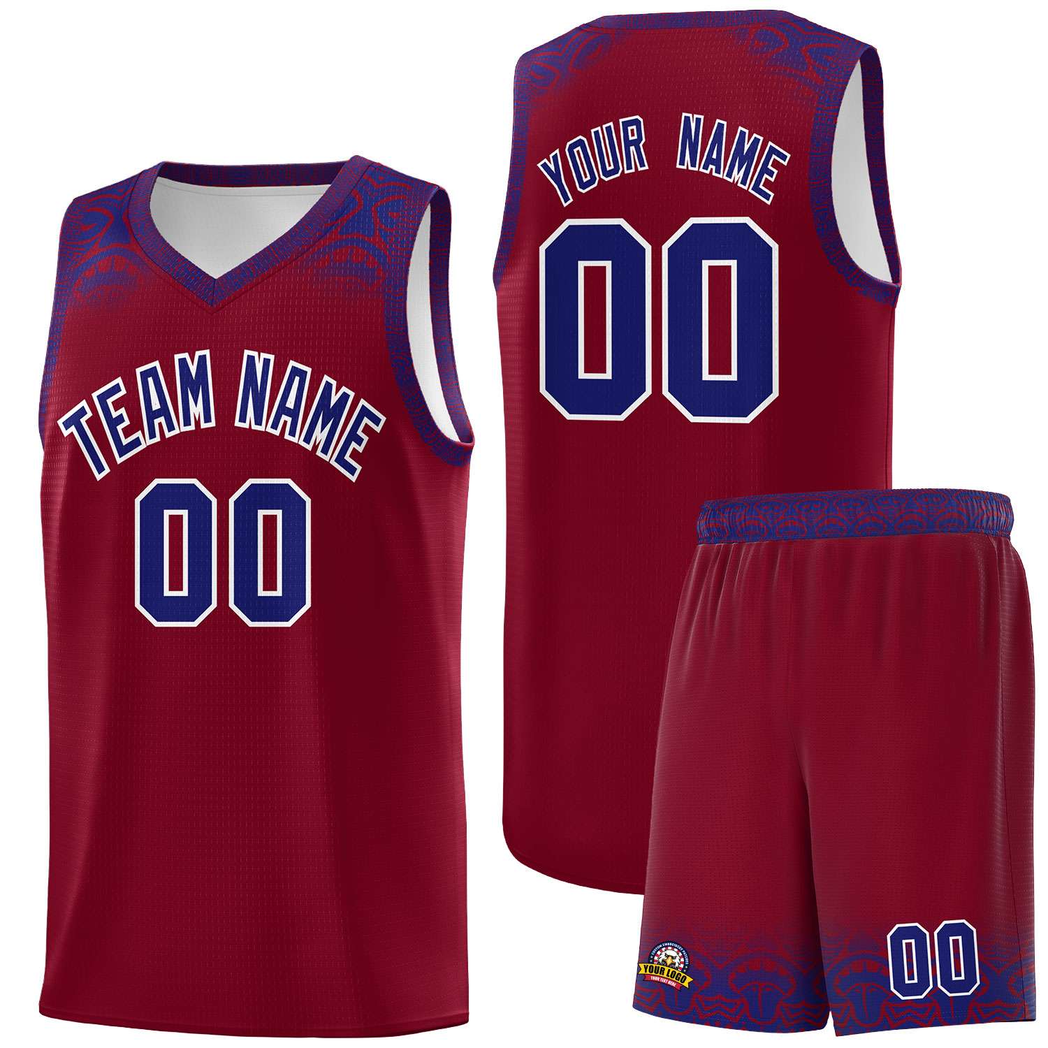 Custom Crimson Royal Personalized Indians Print Kits Sports Uniform Basketball Jersey|KXKSHOP