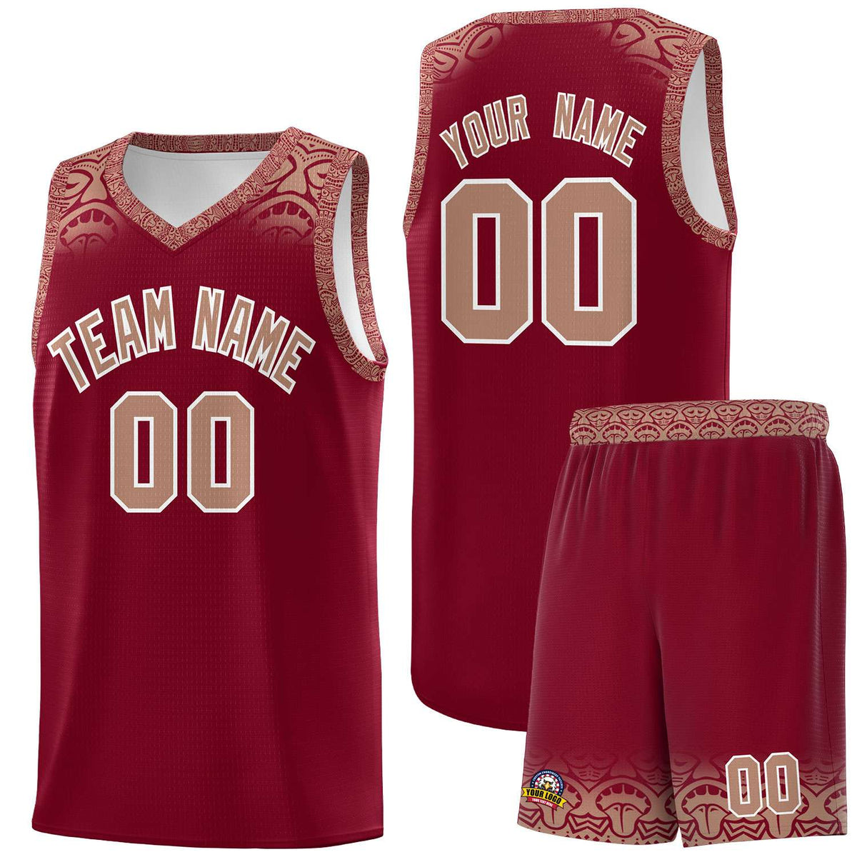 Custom Crimson Teabrown Personalized Indians Print Kits Sports Uniform Basketball Jersey|KXKSHOP