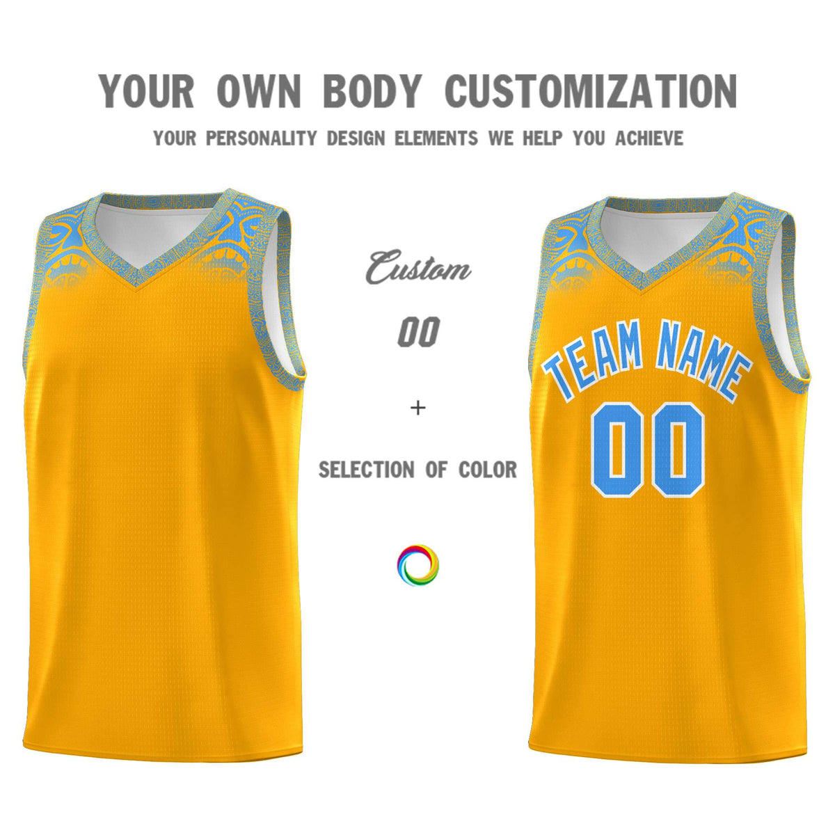 Custom Yellow Powder Blue Personalized Indians Print Kits Sports Uniform Basketball Jersey|KXKSHOP