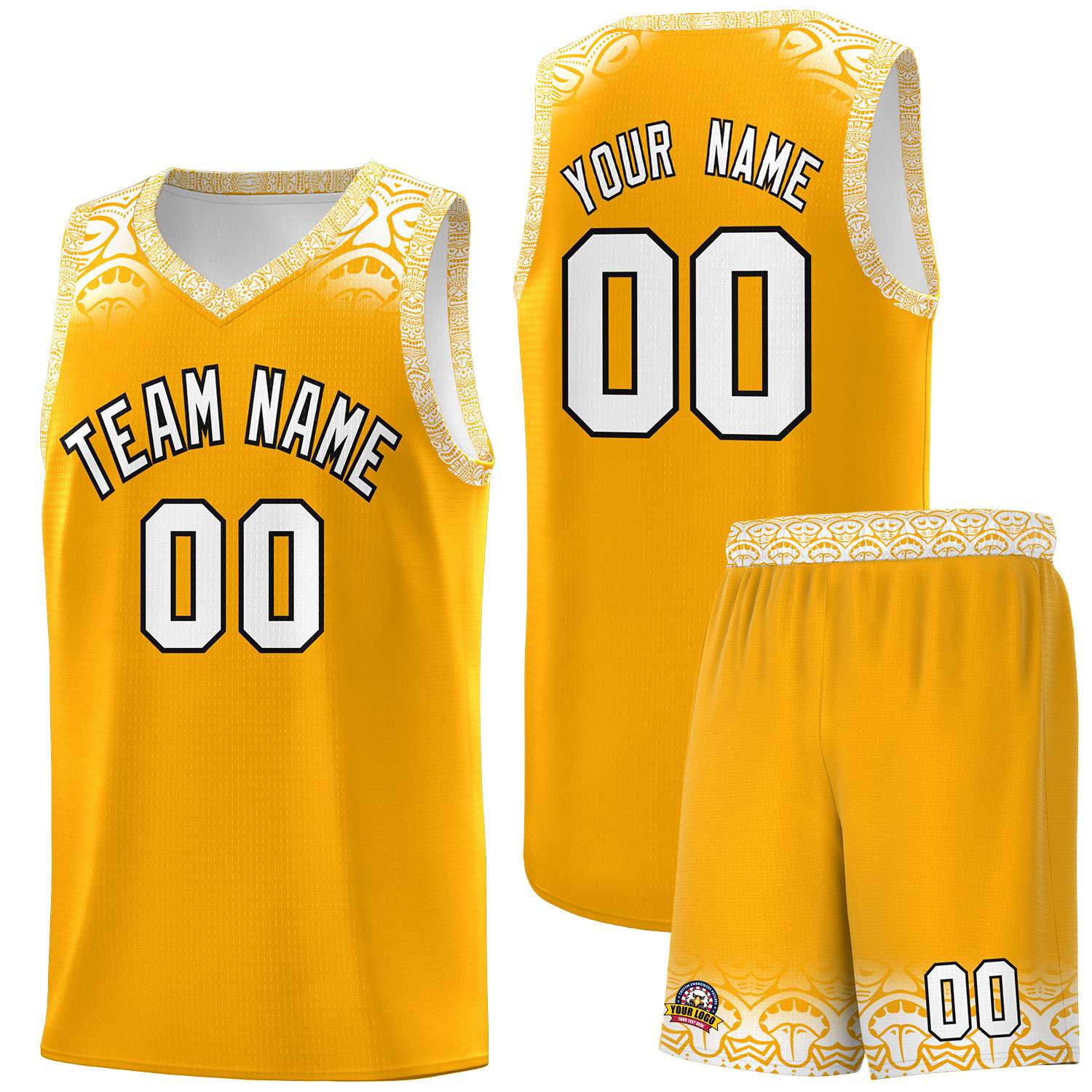 Custom Yellow White Personalized Indians Print Kits Sports Uniform Basketball Jersey|KXKSHOP