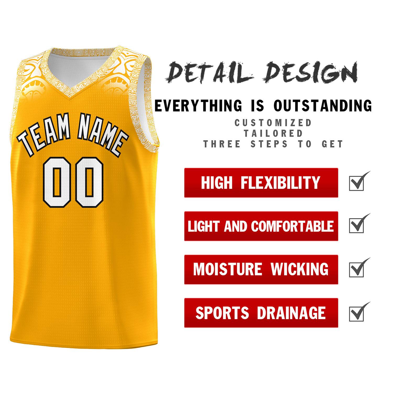 Custom Yellow White Personalized Indians Print Kits Sports Uniform Basketball Jersey|KXKSHOP