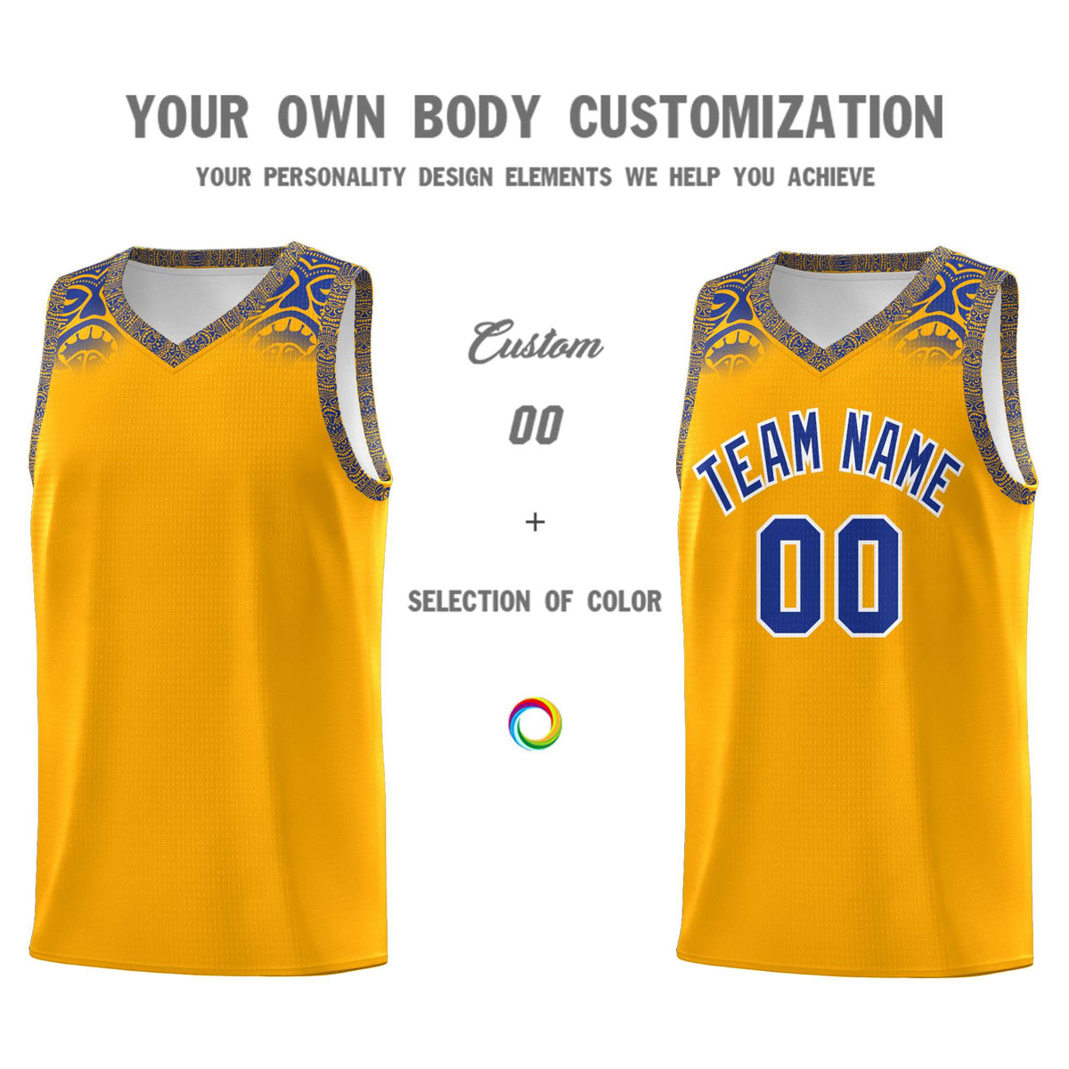Custom Yellow Royal Personalized Indians Print Kits Sports Uniform Basketball Jersey|KXKSHOP