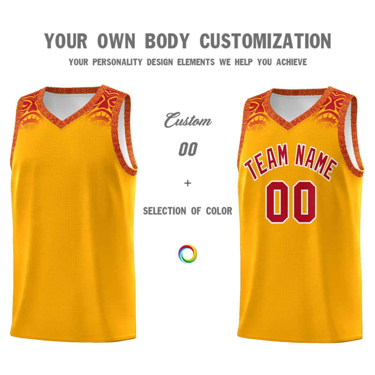 Custom Yellow Red Personalized Indians Print Kits Sports Uniform Basketball Jersey|KXKSHOP