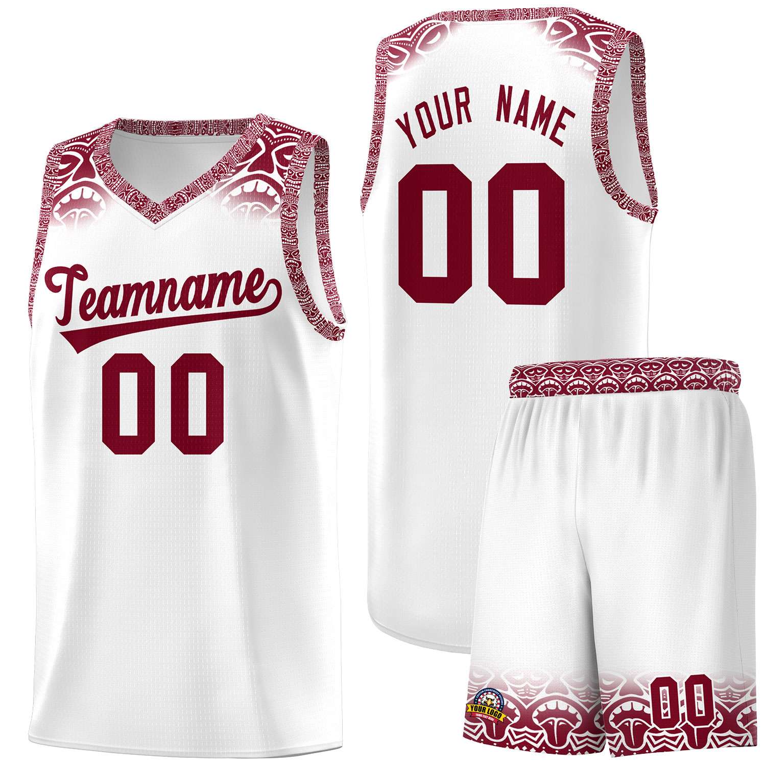 Custom White Crimson Personalized Indians Print Kits Sports Uniform Basketball Jersey|KXKSHOP