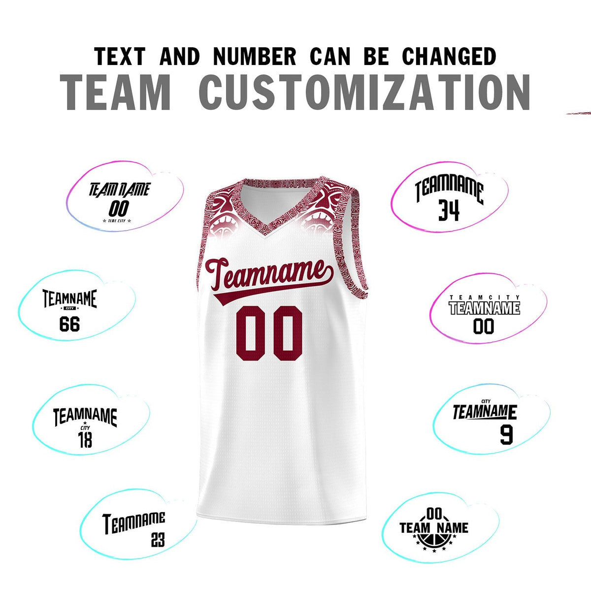 Custom White Crimson Personalized Indians Print Kits Sports Uniform Basketball Jersey|KXKSHOP